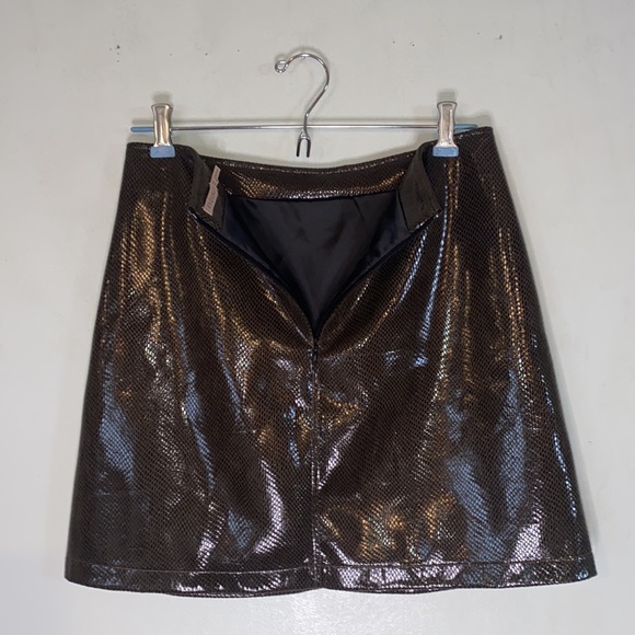 ESQUALO Olive Green/Brown Snake Skin Pattern Mini Skirt-Women’s Sz 6 - Picture 3 of 11